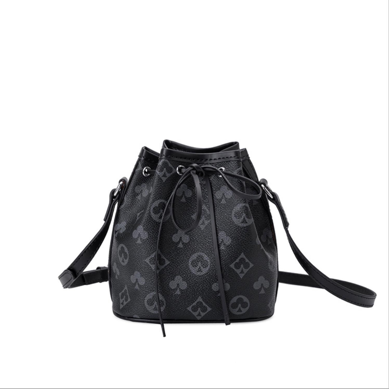 Bruin Klassieke Bloemen Emmer Lederen Tas Vrouwen Crossbody Tas Handtassen Tote Brand Messenger Bag Clutch Hobo Sling Zakken: Black