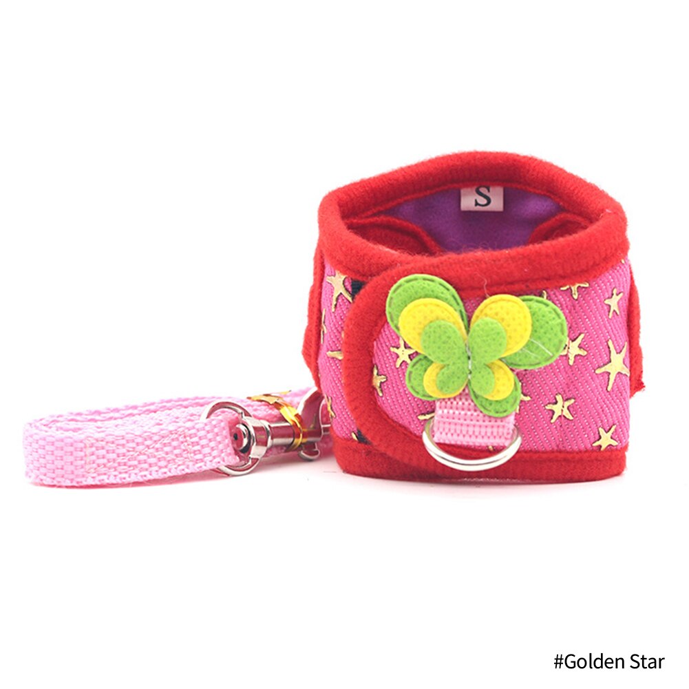 Arnés para hámster, correa ajustable para conejillo de indias, Chinchilla, ratones, Hurón, cuerda de tracción al aire libre, accesorios para animales pequeños: Golden Star / S