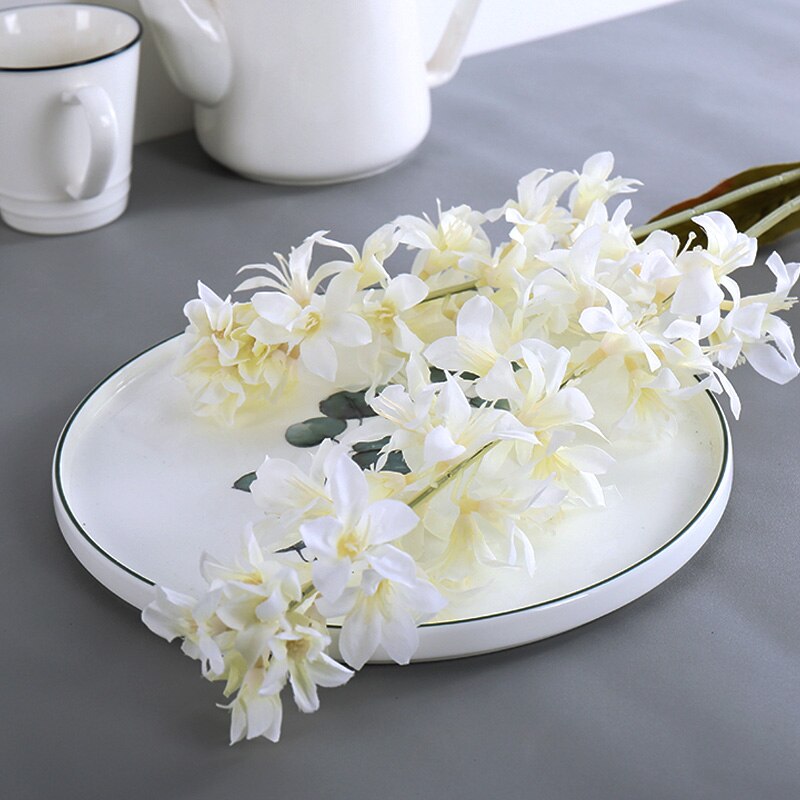 Artificial Flowers Hyacinth Non-woven Fabrics Flower Branch White Flowers Home Decoration Accessories: White 1 Pcs