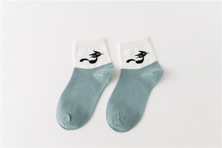 Cute Cat Women Socks Middle Tube Cartoon Cotton Socks for Girls: 016