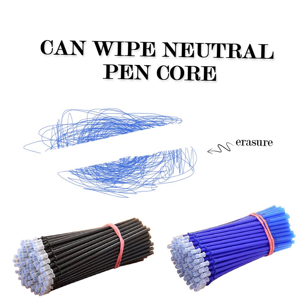 6Pcs 0.5mm Erasable Gel Ink Pen Refill School Office Full Needle Erasable Gel Ink Pen Replacement Blue