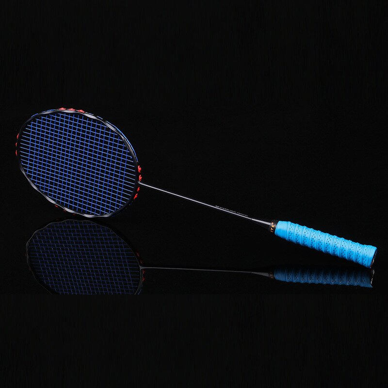 Ultralight 4U Strung Badminton Racket Carbon Badminton Racquet carbon fiber Grips and Wristband: blue