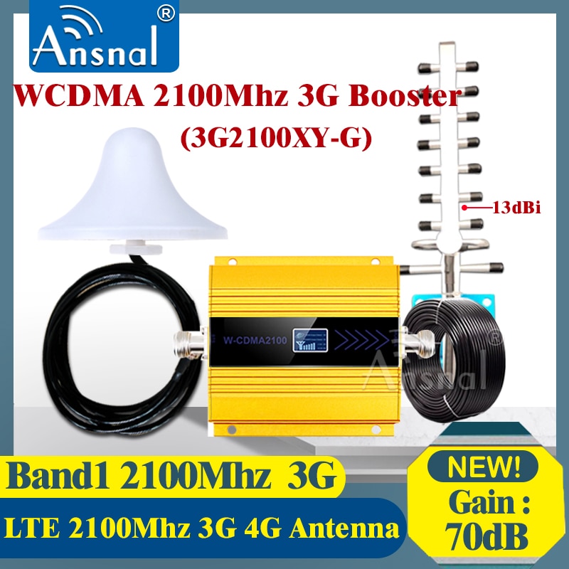 2100Mhz 3G Moblie Cellular Phone Signal Booster Repeater Amplifier 3g 4g Signal UMTS 2100 MHz ( Band 1) Yagi Antenna +10M Cable