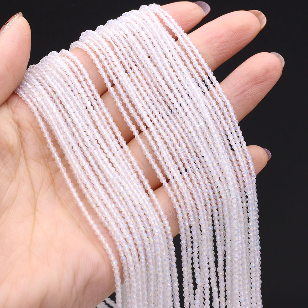 5 strenge naturstenperler belagt farve facetslebet krystal stione spacer løse perler armbånd gør-det-selv smykkefremstilling halskæde 2/3mm: Grøn / Andet