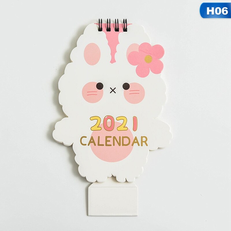 2021 tegneserie dyr enhjørning desktop kalender dobbelt tidsplan planlægning årlig kawaii dagsorden tabel kalender kontorartikler: H06