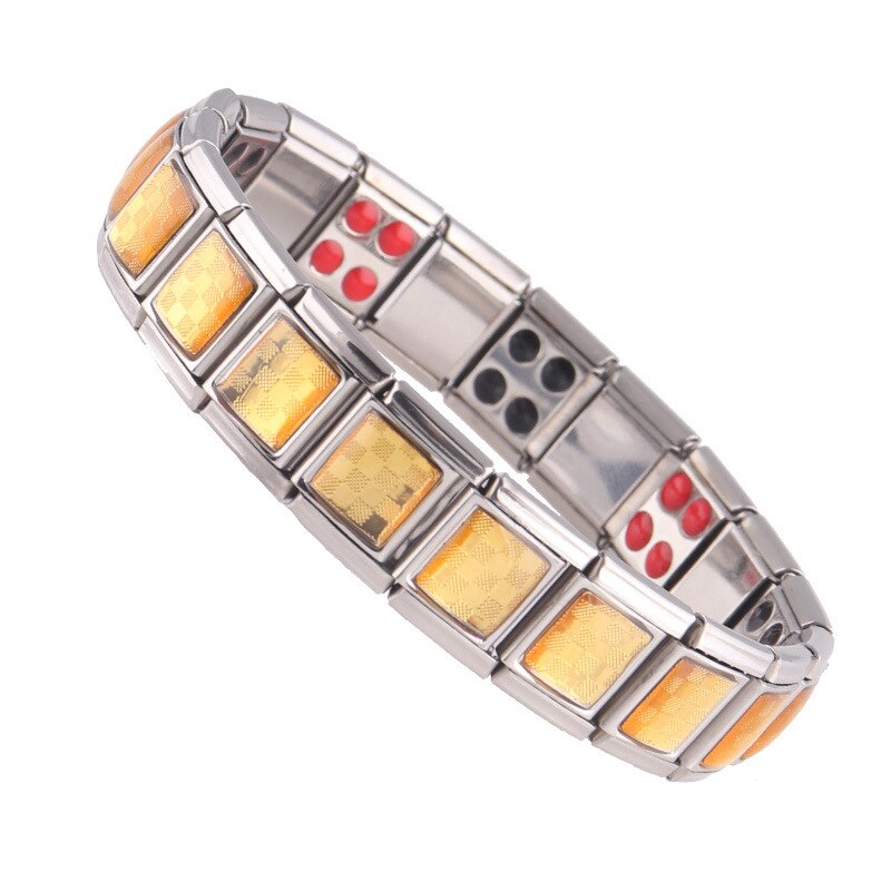 Sieraden Gold Luxe Elasticiteit Elastische Energie Beweging Magnetische Germanium Italiaanse Charme Armband Rvs ST15