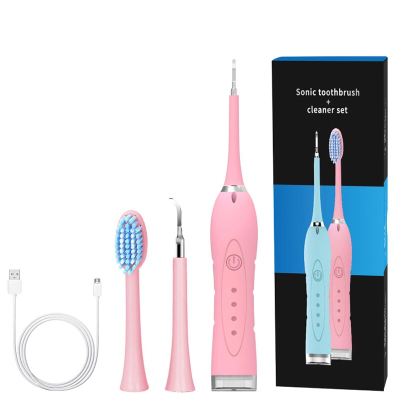 Haushalt Zahnstein Entferner Elektrische Zahnstein Entferner Zahnstein Ultraschall Bleaching USB Aufladbare Zahn Reiniger Tragbare: B-PINK