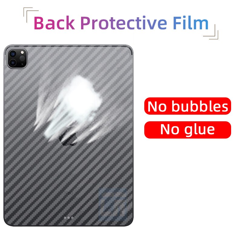 3 sztuk Carbon Fiber powrót ochronna Flim dla Apple iPad Pro 11 10.5 Air 4 3 2 iPad 7 8 10.2 Mini 5 4 3 Screen Protector miękka folia