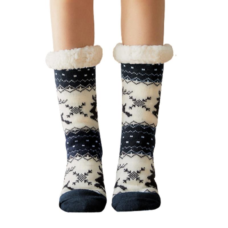 Women Winter Cozy Fuzzy Sherpa Fleece-lined Warm Thermal Non-Skid Slipper Socks Warm Sports Socks Basketball Outdoor Activities: 04