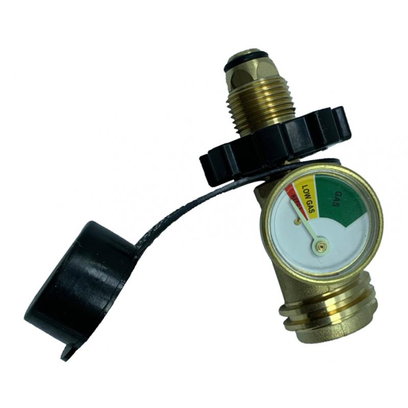 Universal Fit Propane Tank Adapter with Gauge Converts POL to QCC1 / Type 1 Propane Hose Adapter Old to Connection Type