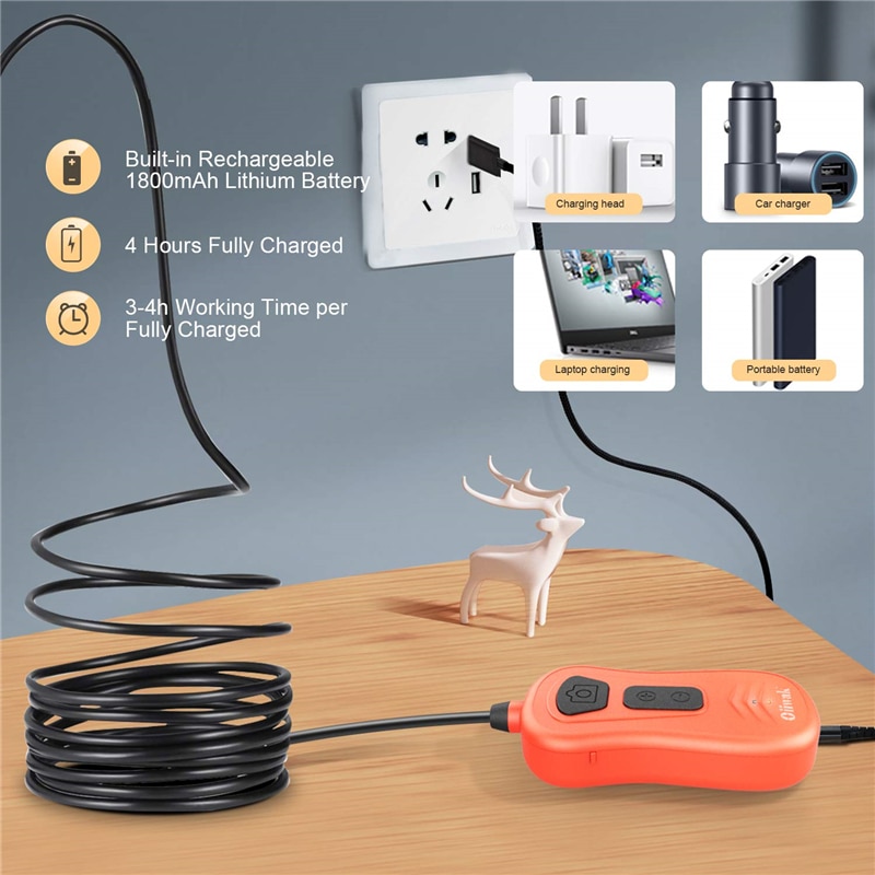 Oiiwak 5.0MP 1944P WiFi Borescope with Semi-Rigid Cable Wireless Camera 6X Zoomable Endoscope Inspection Camera for iOS Android