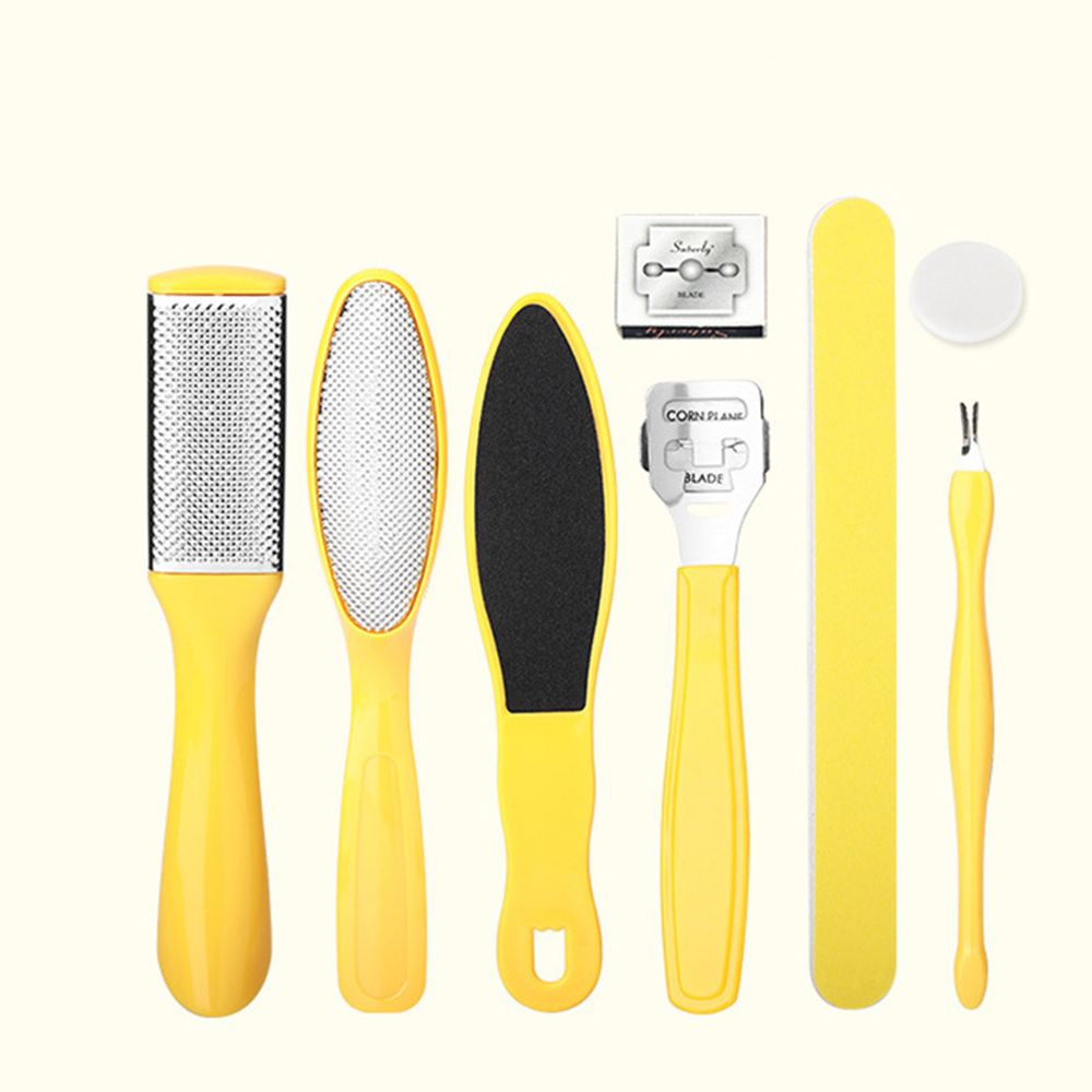 Juego de herramientas profesionales de pedicura, limas para los pies, removedor de callos para el cuidado de los pies, lima de uñas, removedor de piel dura, 8/10 piezas: yellow 8pcs