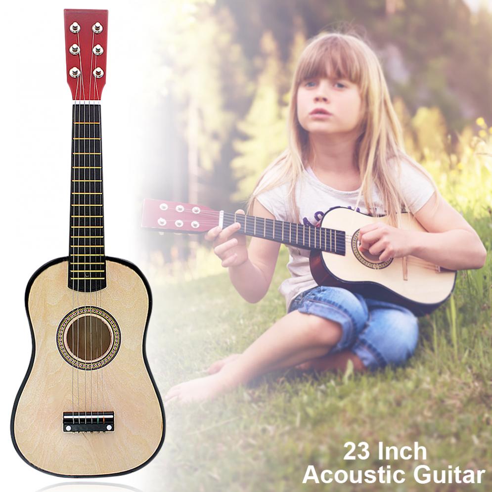 23 tommer unisex basswood akustisk guitar træfarvet 6- strenget musikinstrument med guitarstik og streng