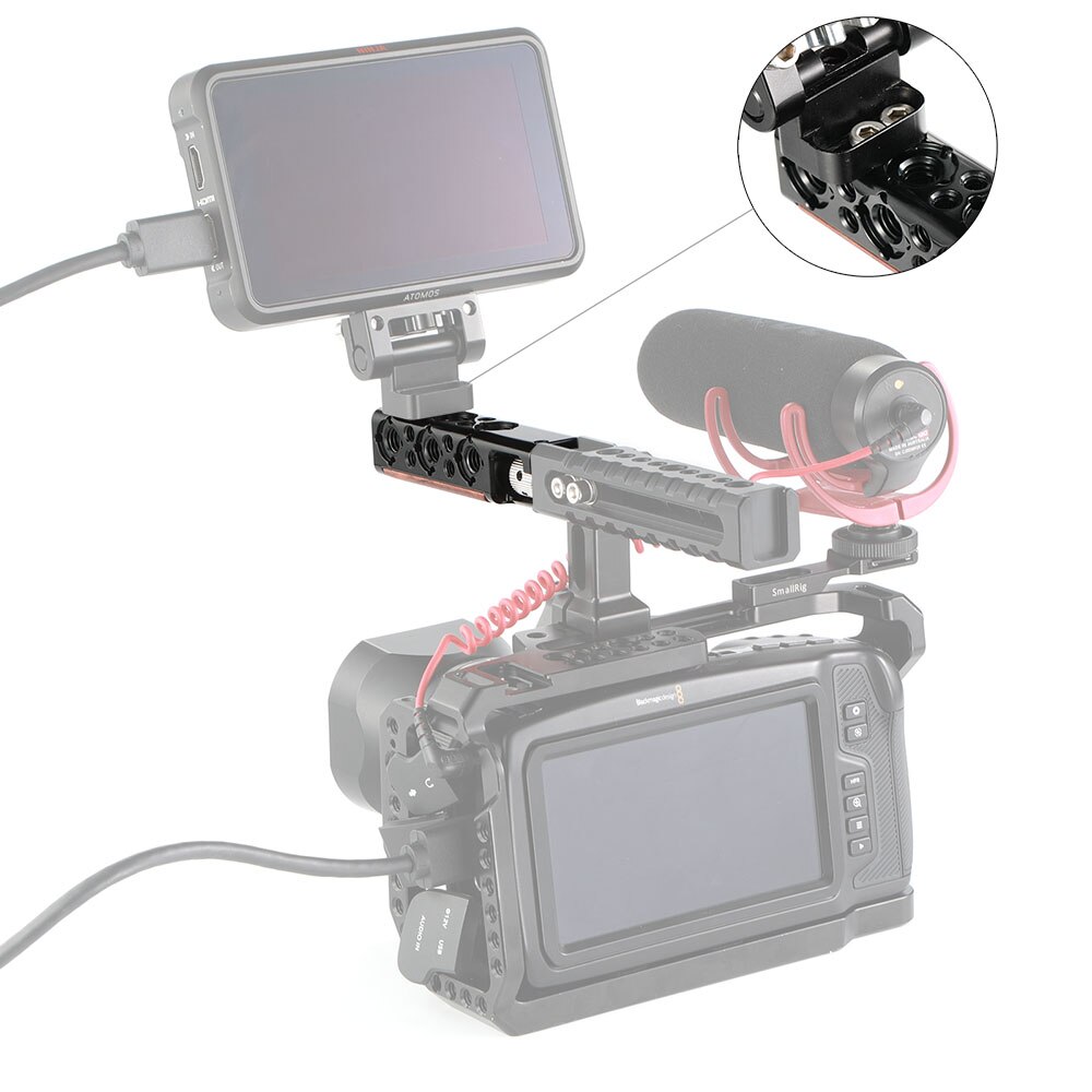 SmallRig – Cage de caméra DSLR, poignée supérieure, Extension droite avec 1/4 trous filetés et trous de localisation Arri, HTR2297