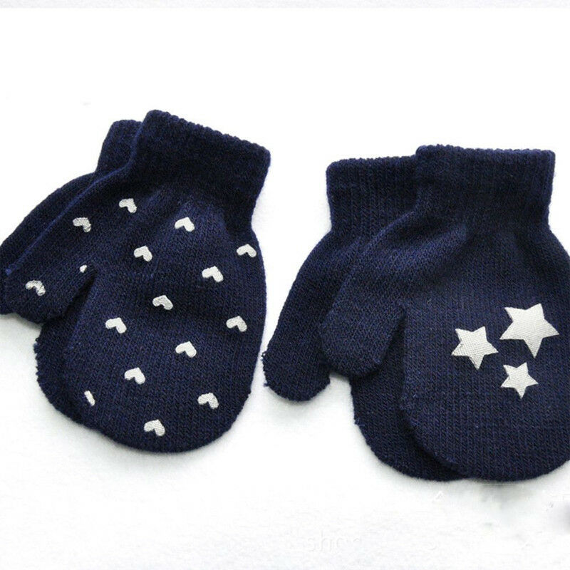 Bebé niño niña Unisex invierno cálido guantes niños de algodón sólido suave, de punto mitones antideslizante Glover