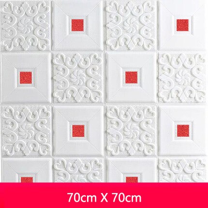 Waterdichte Zelfklevende 3D Stevige Muur Plafond Plafond Decoratieve Muur Schuim Baksteen Behang Vochtwerende Sticker: Rood / 70cmx70cm 1pcs