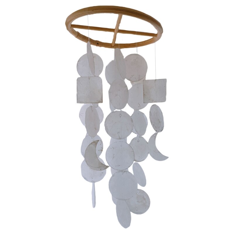 Carillón de viento de concha de estilo nórdico para decoración de la habitación del hogar, campanilla colgante de pared, juguetes para niños, sonajero móvil en la cuna, creativos: White C