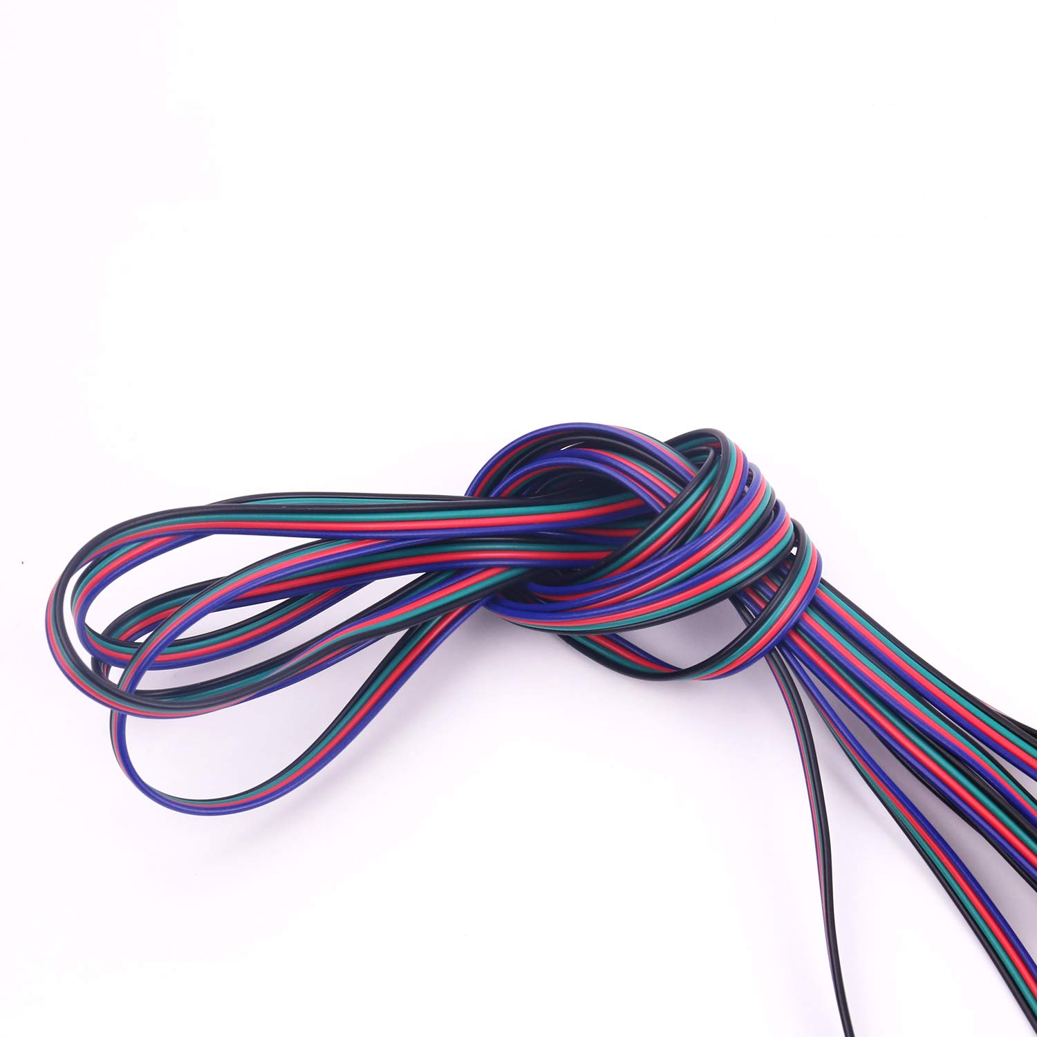 5M/10M/20M/roll 4 Pin Extension RGB + Black Wire Cable For ws2801/5050 /3528/lpd8806/apa102 smd RGB LED Strip 22AWG line