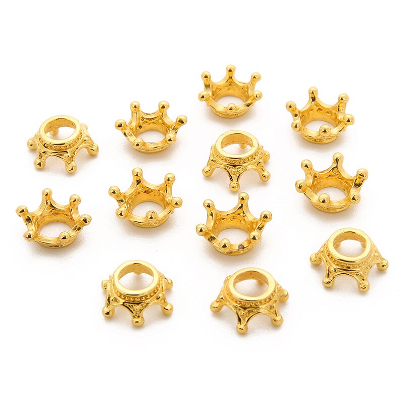 50 stks/partij Goud/Zilver/Antiek Brons Kleur Crown Bead Caps Connectors Charms End Kralen Cap Voor DIY Sieraden maken Bevindingen: Gold