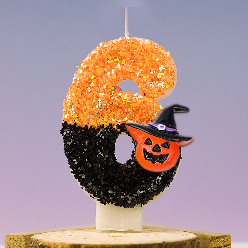 Świece urodzinowe na Halloween Jesienne dekoracje na imprezę tematyczną Halloween Żółty kolor Brokatowa świeczka urodzinowa dla dzieci: żółte światło