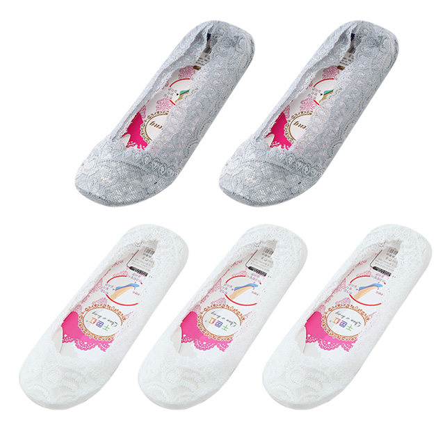 5 Pairs Vrouwen Kant Onzichtbare Sokken Siliconen Antislip Katoen Mode Sokjes Slippers Vrouwelijke Zomer Dunne No Show boot Sokken: 8