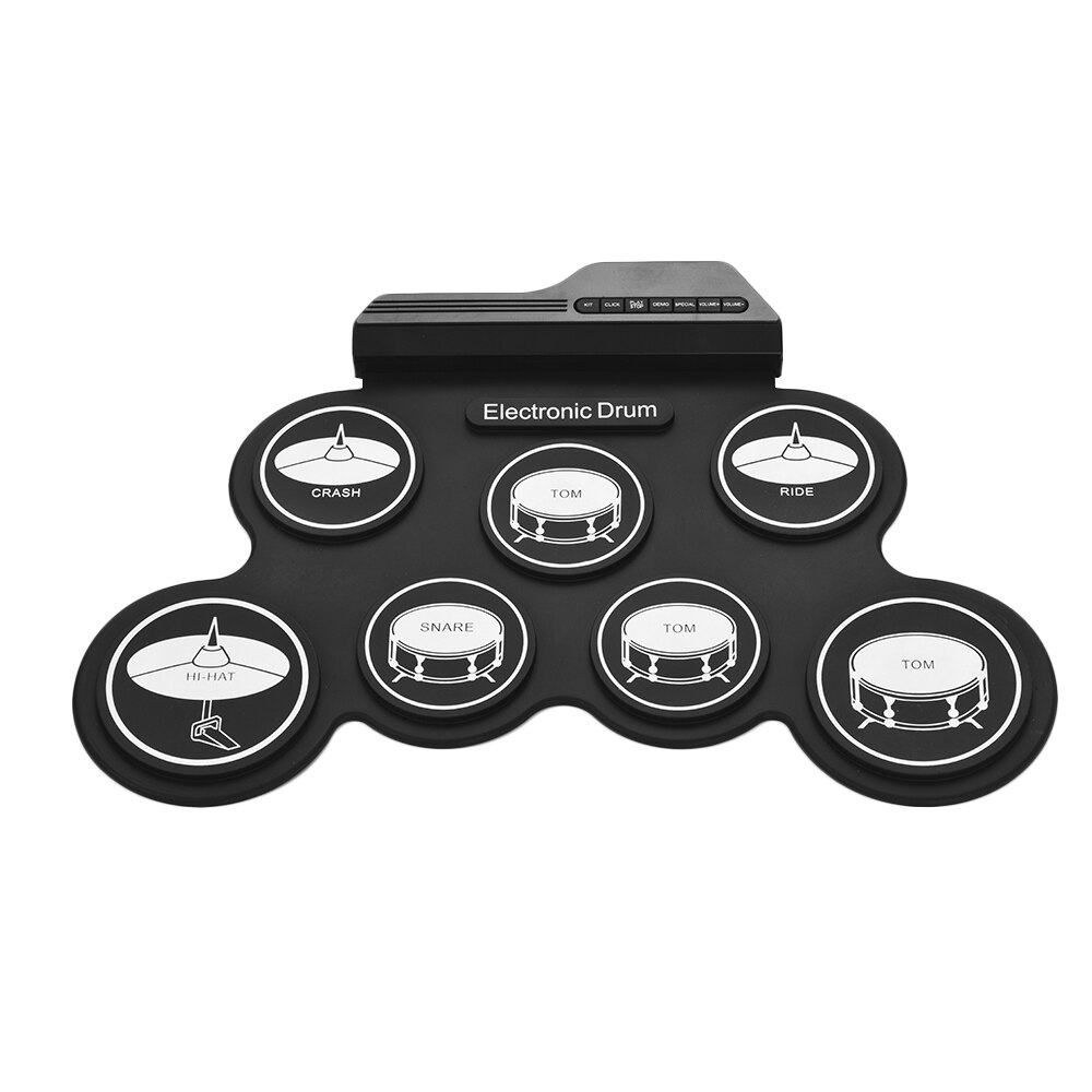 Compact Size Usb Roll-Up Silicon Drum Set Digitale Elektronische Drum Kit 7 Drum Pads Met Drumsticks Voet Pedalen voor Beginners