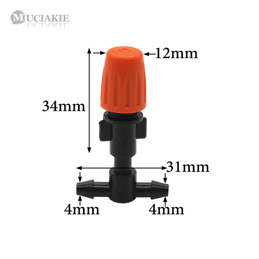 MUCIAKIE 20PCS Einstellbare Beschlagen Düse mit T Joint für Garten Bewässerung Bewässerung Sprinkler für 4/7mm 1/4 zoll Schläuche Schlauch