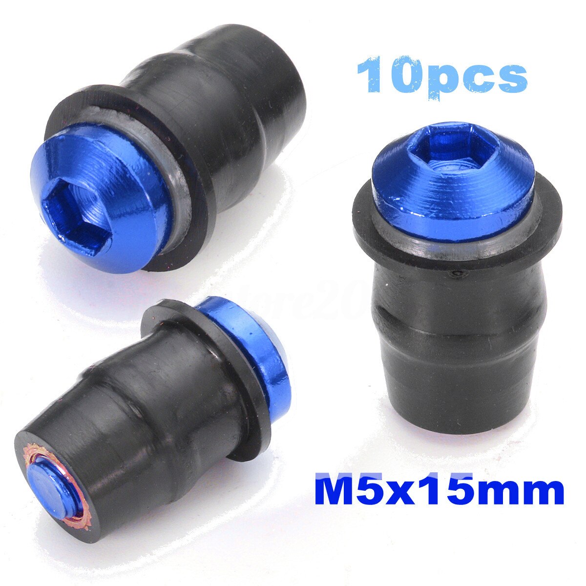 10 stk / sett motorsykkel frontrute skruer mumle 8 farger merke  m5 15mm kåpe skruer bolter frontrute tilbehør: Blå