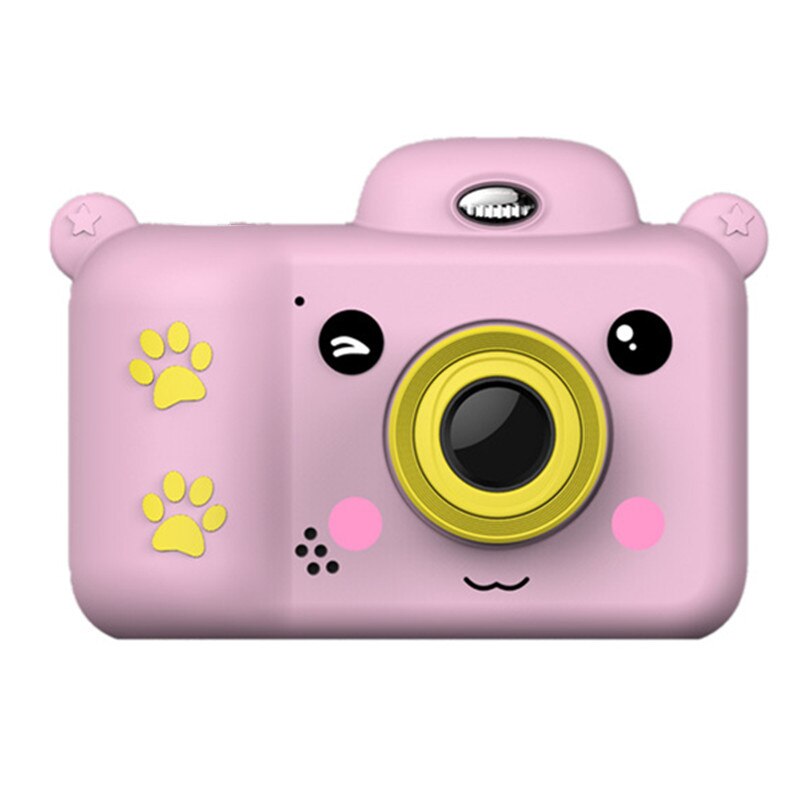 Mini enfants caméra Full HD 1080P appareil photo numérique 2.4 pouces écran enfants jeu étude jouet caméra double lentille mignon dessin animé caméra: Rose / Add 32g SD Card