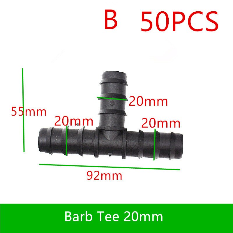 16mm 20mm 25mm Tee Insert Barb Connector Poly Hose Barbed Connector Greenhouse Watering Micro Sprinkler Drip Fittings