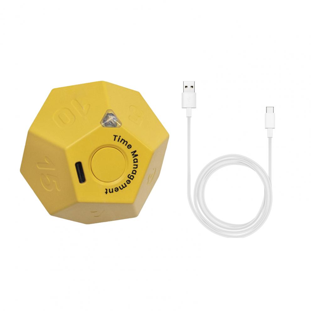 Multi Cube Timer 1/3/5/10/15/20/25/30/45/60/90 Minutes Setting Rotating Timer Vibration Reminder Modes Study Countdown Clock: Yellow