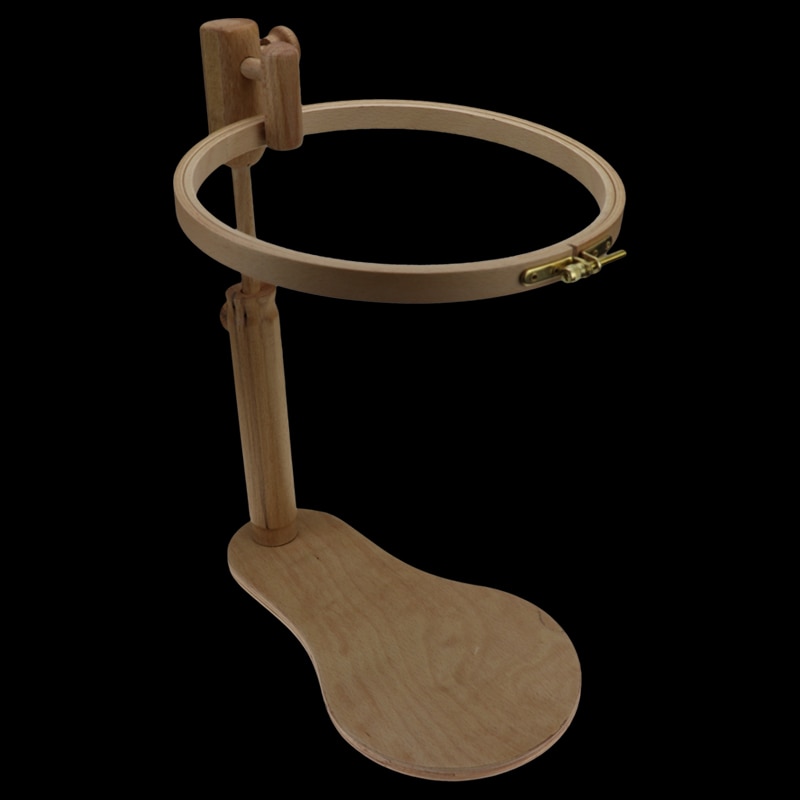 360 Degree Rotation Stand Embroidery Hoop Wood Cross Stitch Rack Adjustable Desktop Frames Cross Stitch Embroidery Frame