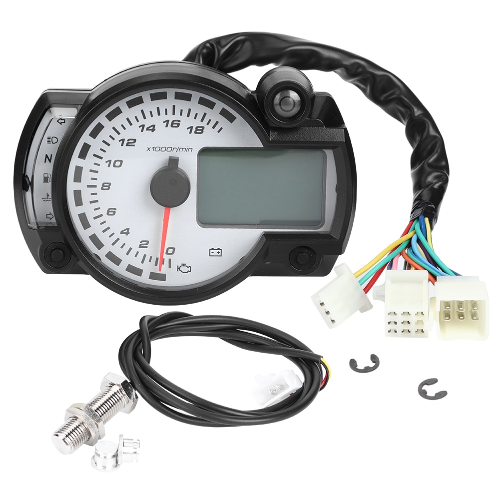 18000 rpm mph motorsykkel kilometerteller turteller hastighetsmåler lcd-vise multifunksjons tilbehør til motorsykkelinstrument