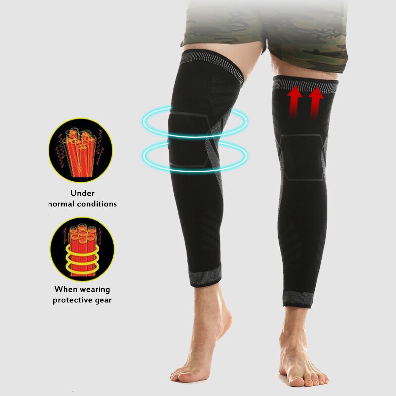 Anti-Slip lengthen Knee Pad Long Leg Sleeve Bandage Compression Knee Brace Elastic Knee Protector Sports Warmth Leg Support