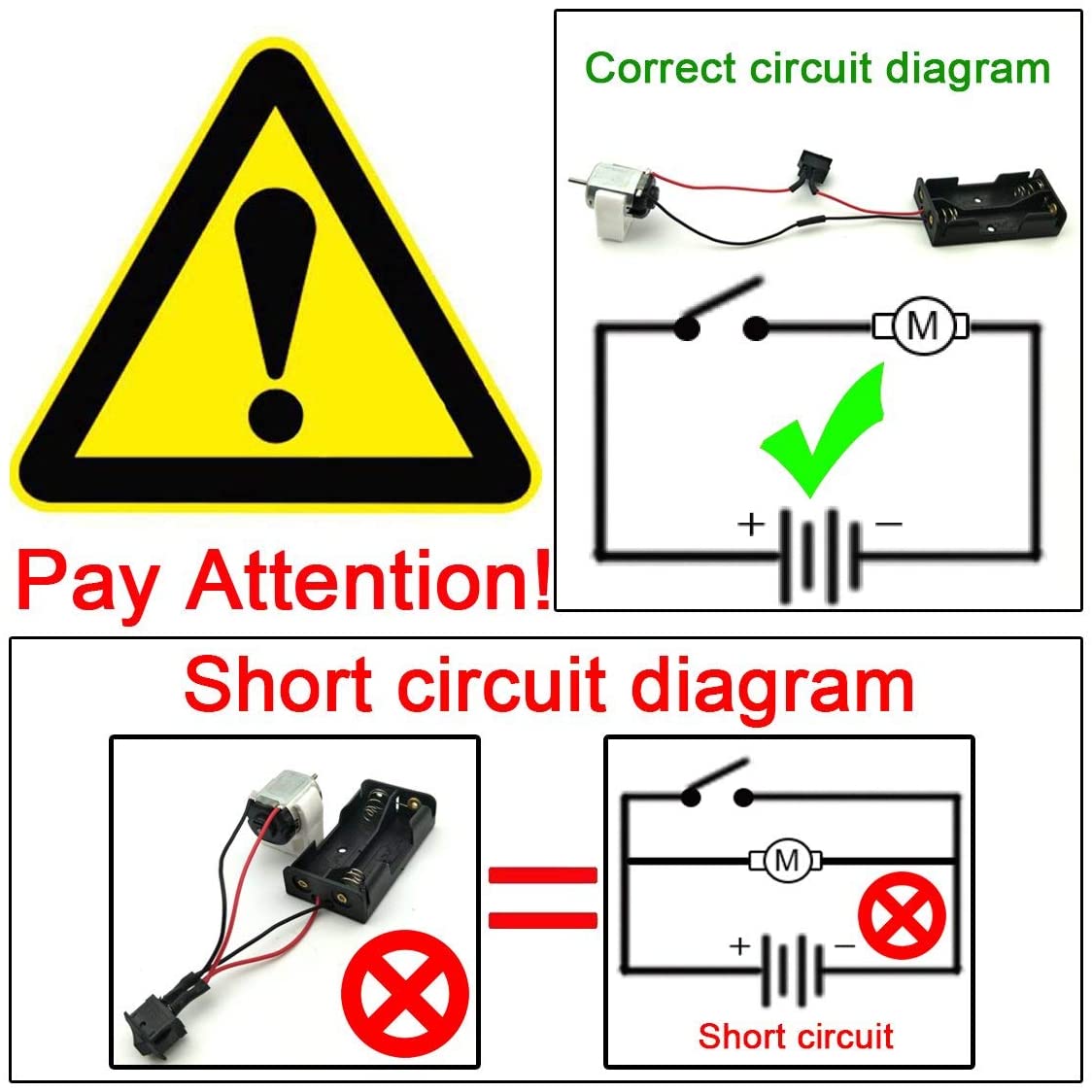 6 Set DC Motor Kit,Electric 1.5-3V 24000RPM Motor with 86 Pcs Plastic Gears,AA Battery Holders,Bracket,Switch,Shaft Propeller