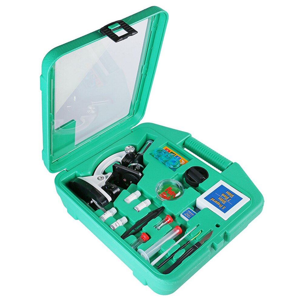 Microscope Set with Accessories Kit 100X-1200X Children Kids Students All-Metal Microscope Biology Biological Science Lab