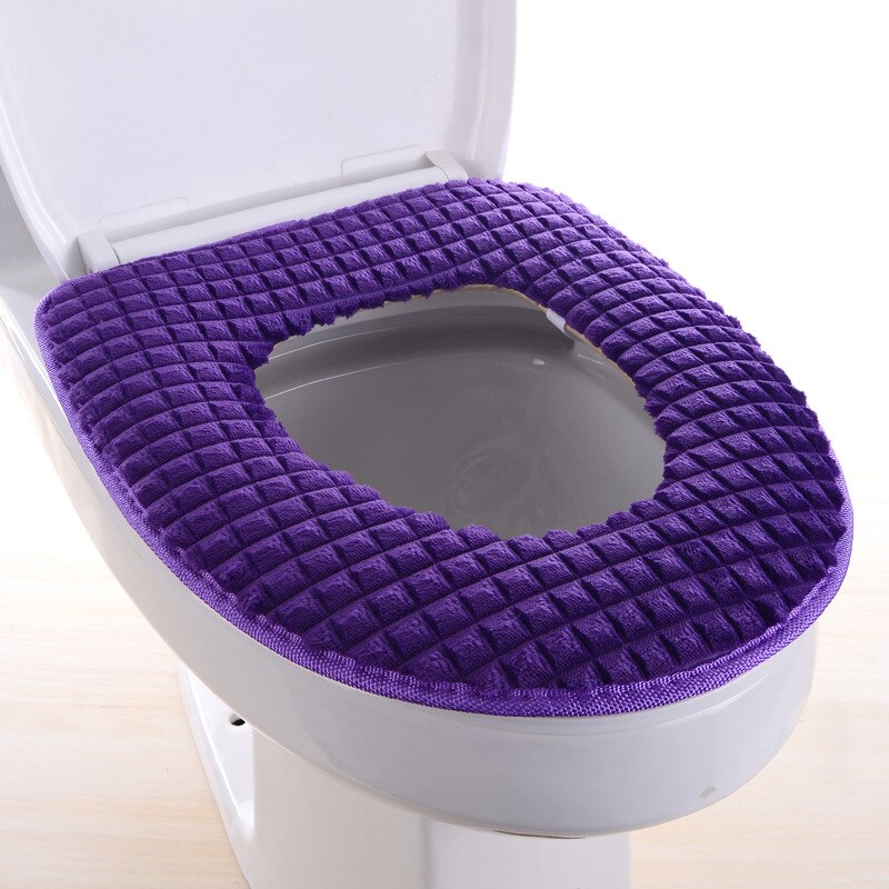 Badeværelse toiletbetræk sæt vintervarm tykt og blødt toiletbetræk sædelåg boligindretning toiletmåtte sæde: 2 stk lilla