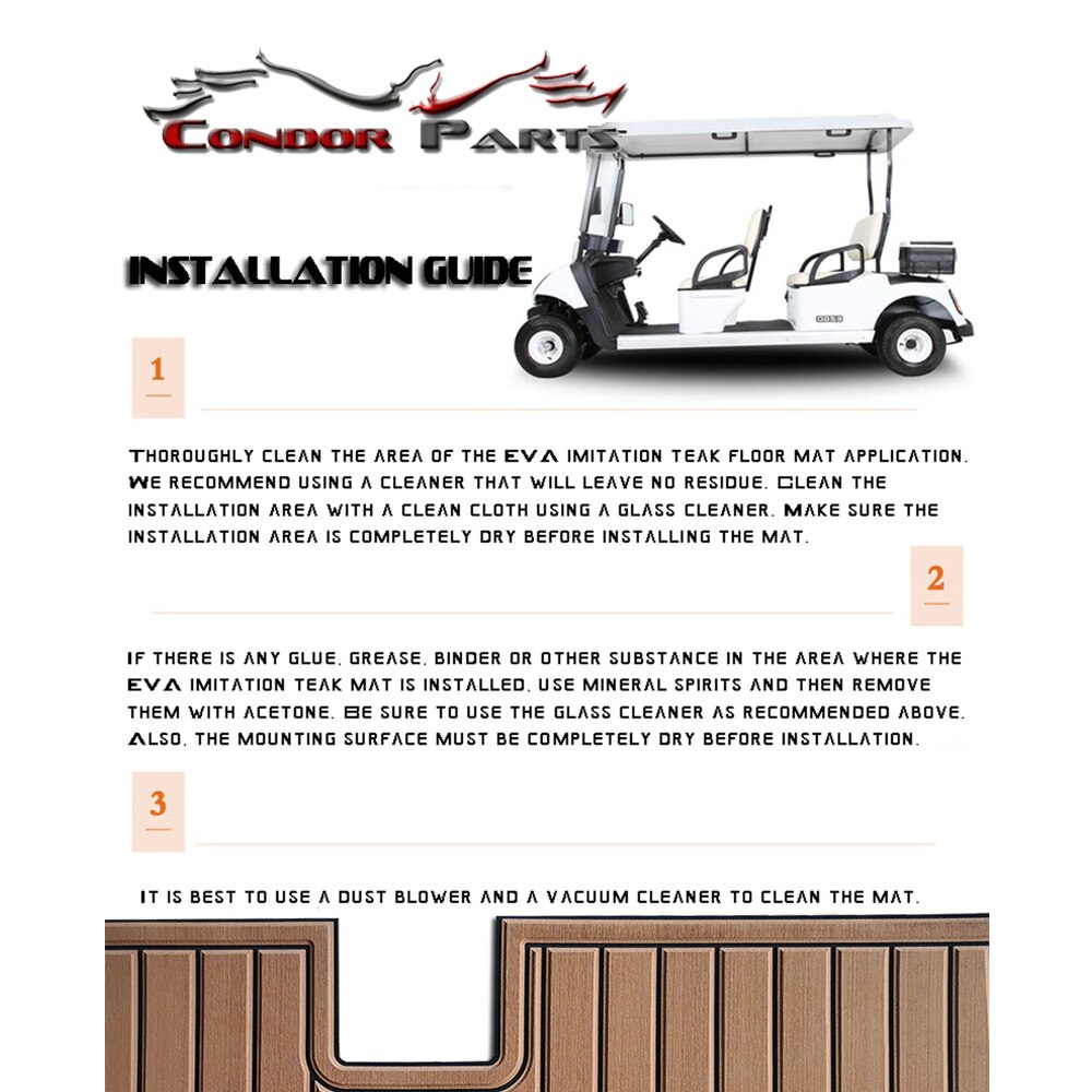 Condor Parts - Golf Cart Floor Mat, The Luxury Floor Mat For E-Z-GO TXT. Beige.