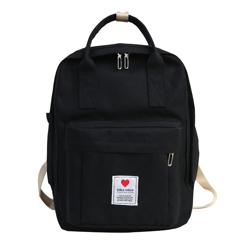 Women Backpack for Teenage Girls Summer Female Casual School Students Shoulder Bags Sweet Travel Backpacks: Black