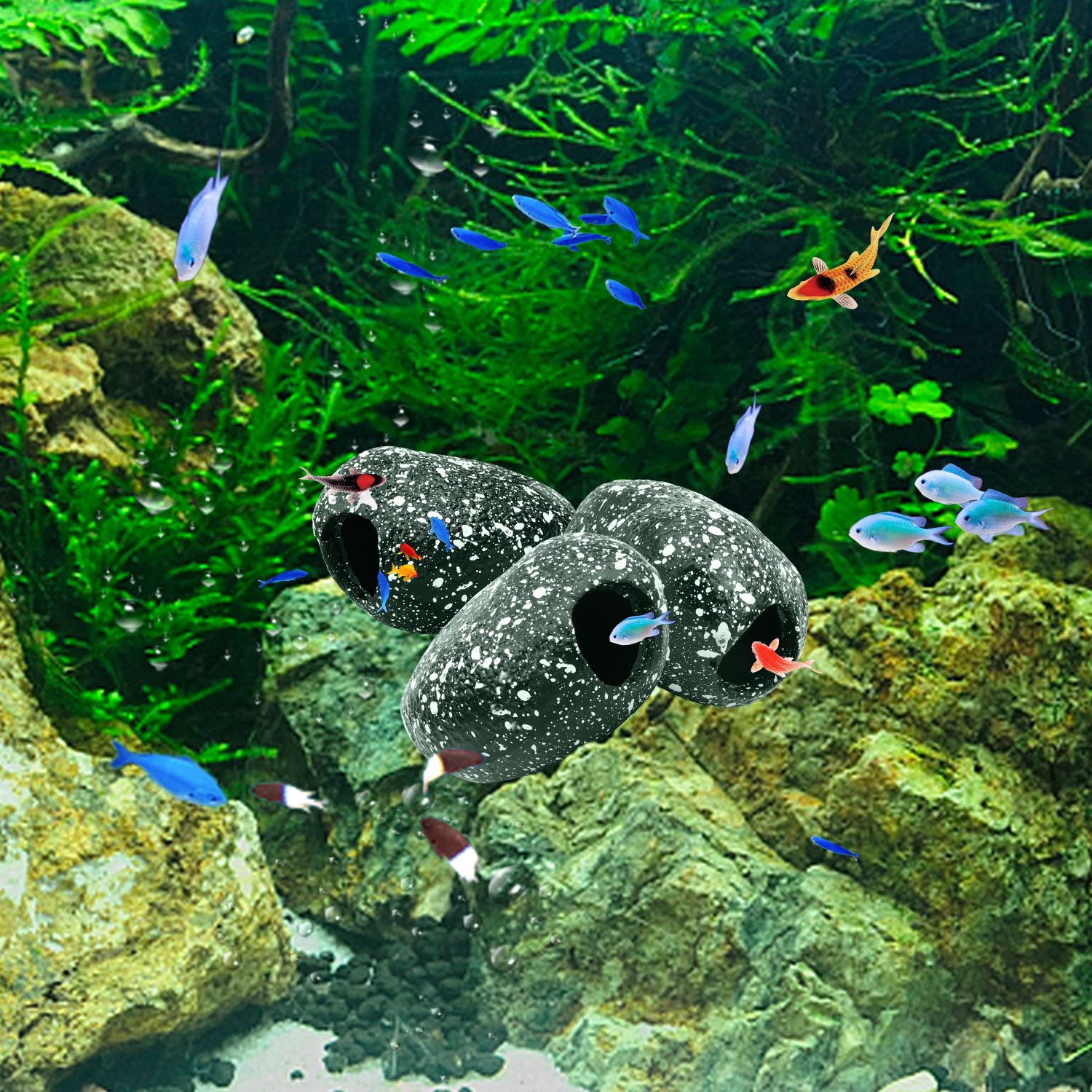 Cichlid Stone Aquarium Fish Tank Pond Ornament Decoration Fish Shrimp Breeding Rock Cave Ceramic Stones Akvaryum