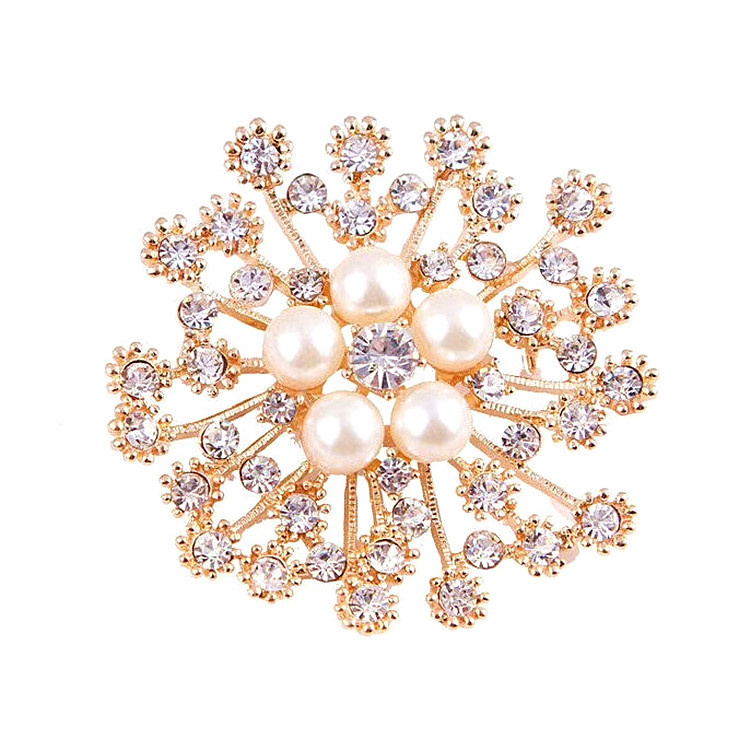 Accessoires pour vêtements pour femmes, grand flocon de neige, perle, cristal, broche à fleur exquise