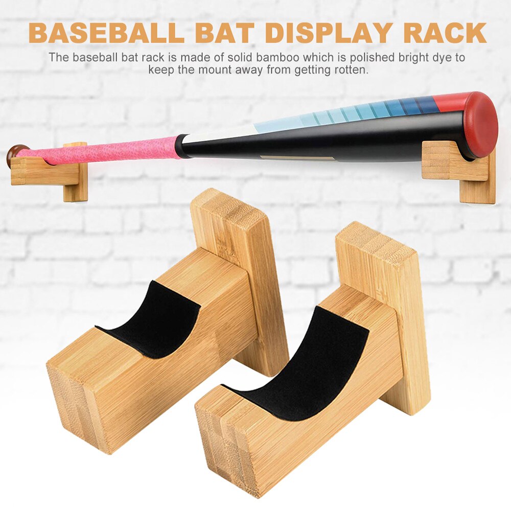 Baseball bat display vægmontering baseball bat holder rack til softball & hockey stick, bambus bat display display holder