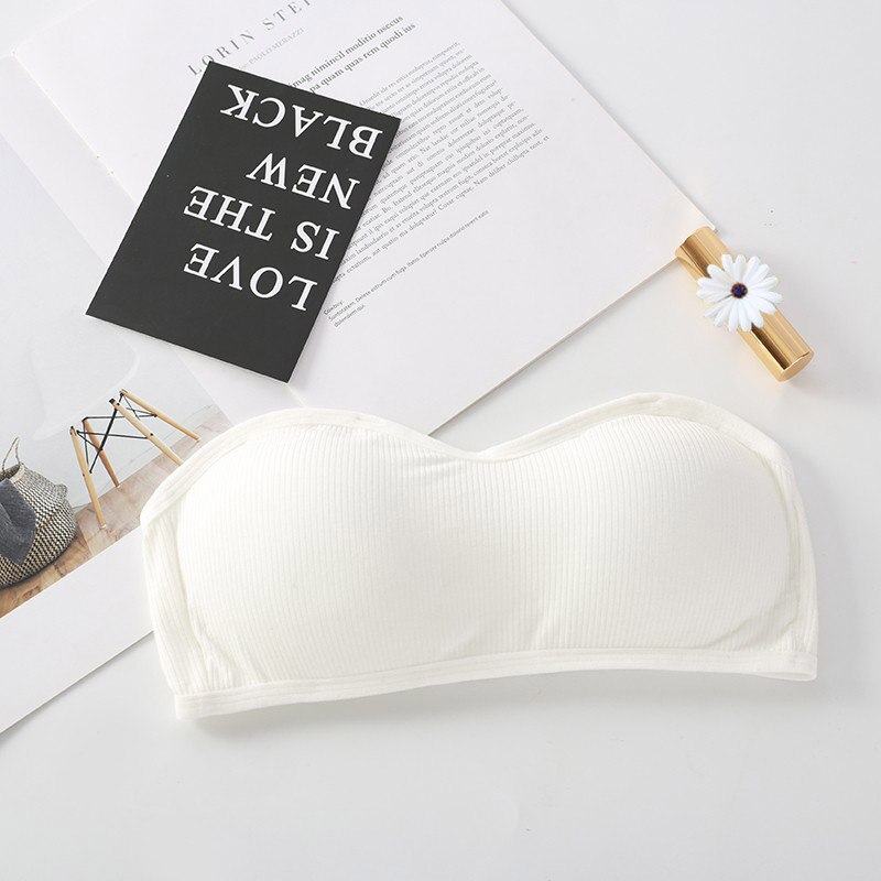 Seamless Tube Tops Underwear Women Removable Pads Intimates Strapless Bra Bralette Wire Free Bandeau Dress Tube Top: white