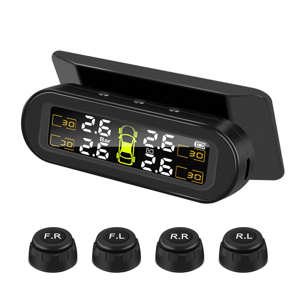 Sensor de presión de neumáticos TPMS para coche, carga Solar USB, sistema de monitoreo Psi, herramienta de alarma de seguridad para neumáticos, sensores de presión para neumáticos en tiempo Real presion neumaticos: F External sensors