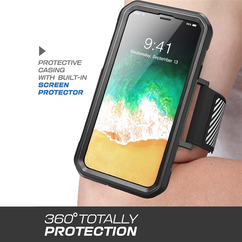 For iphone xs x armbånd supcase lett tilpasset sportsløperarmbånd med innebygd skjermbeskytter for iphone x  xs 5.8 tommer