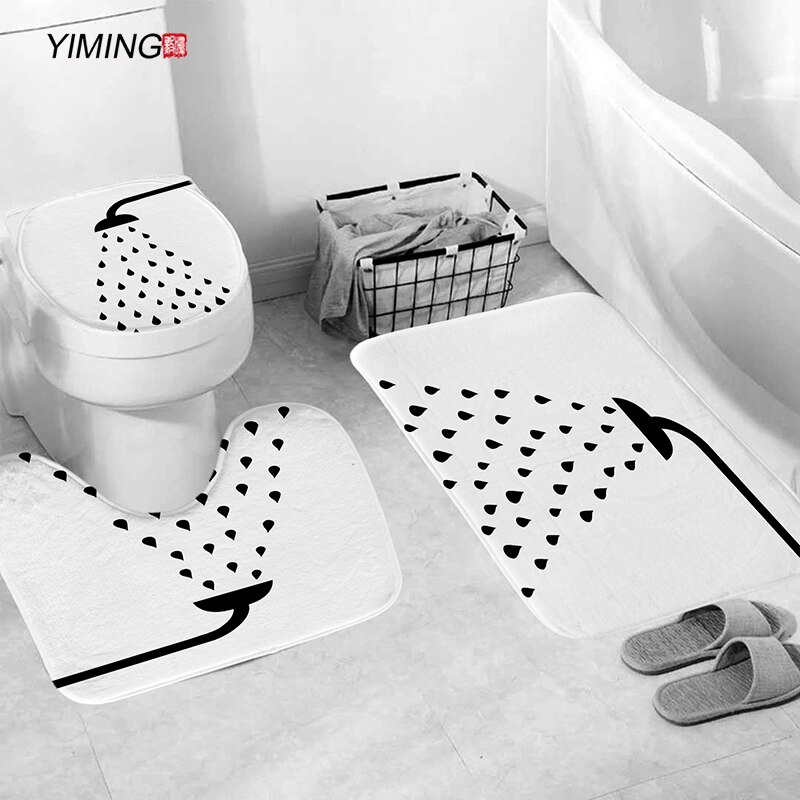 YIMING 3pcs Bath Mat Set Simple Northern European-Style Chandelier Printed Bathroom Anti-Slip Carpet Home Decoration Bath Mat: C
