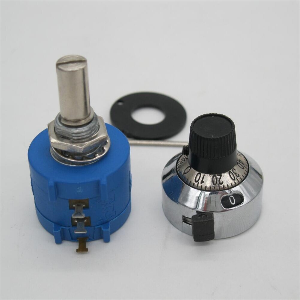 3590S-2-502L 3590S 5K ohm Precision Multiturn Potentiometer 10 Ring Adjustable Resistor + Turns Counting Dial Rotary Knob