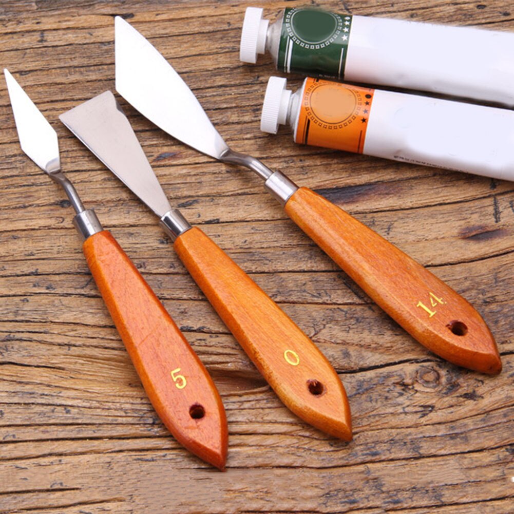 3pcs Reusable Mixed Painting Scraper Set Art Tools Palette Stainless Steel Spatula Sculpt Teaching Activity School Multipurpose