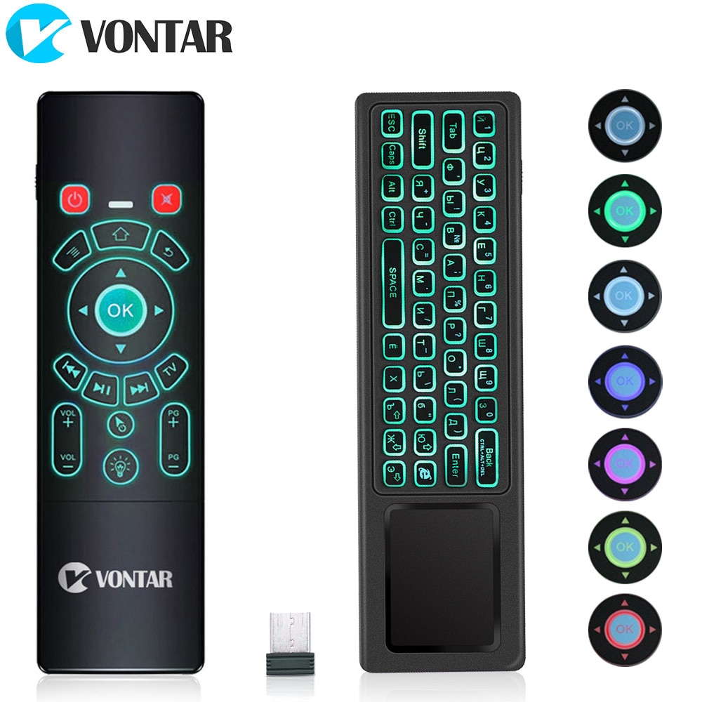 Vontar T6 Plus Backlit Russisch Engels 2.4Ghz Air Mouse Wireless Keyboard & Touchpad Afstandsbediening Voor Android Tv Box mini Pc