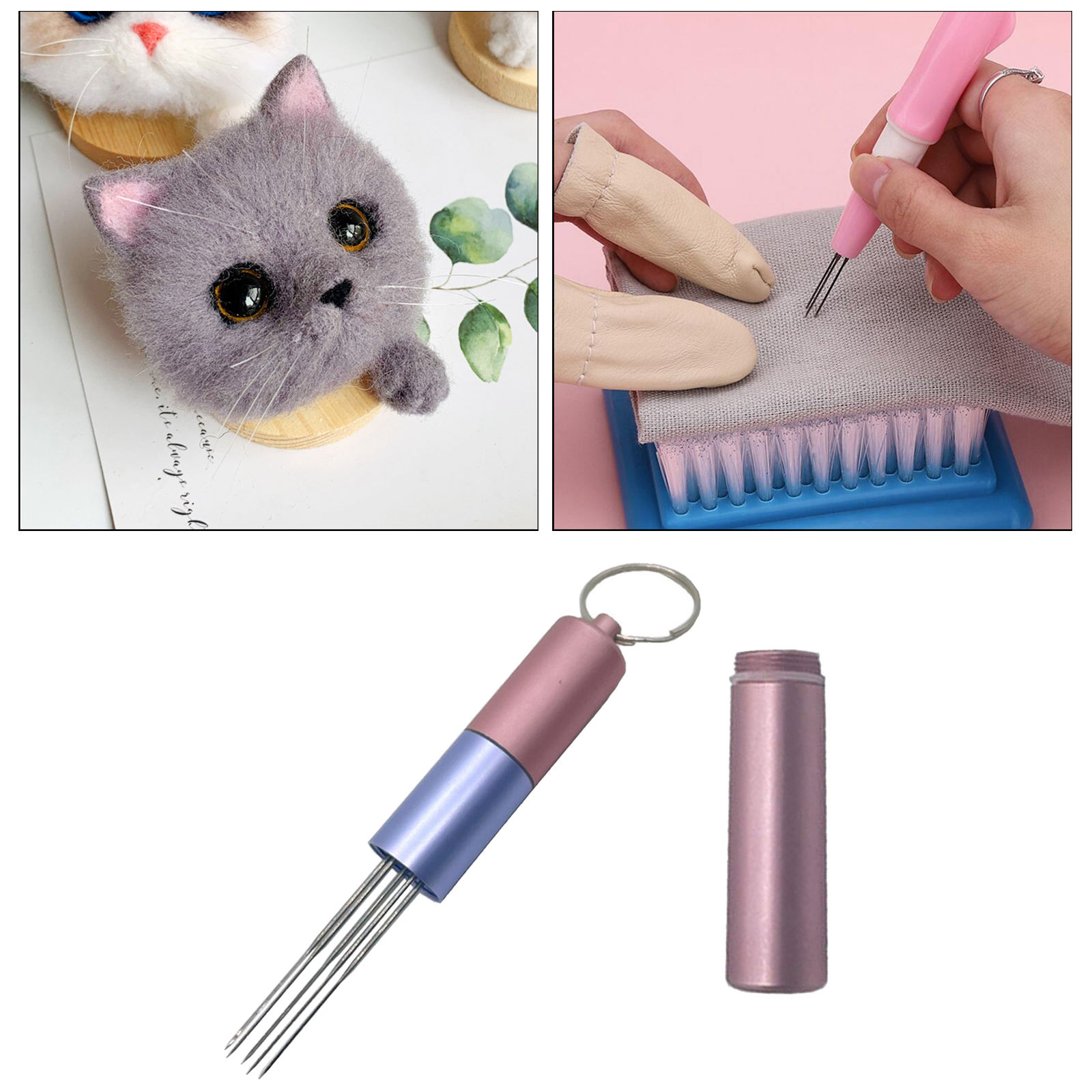 DIY 6 Needles Tool Craft Wool Felt Stitch Punch Tool Felting More Efficient (Felt Stitch Punch Tool w/ Stainless Steel Handle)